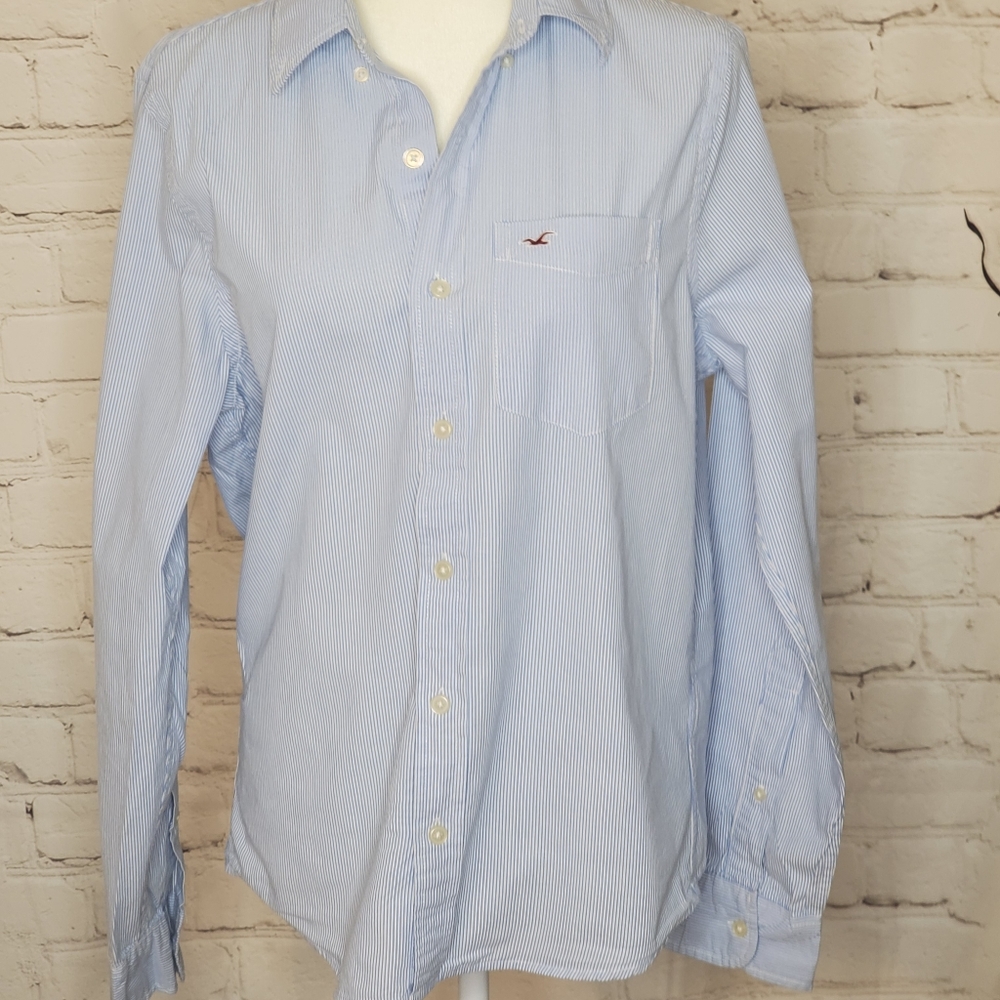 Hollister Blue White Long sleeve top